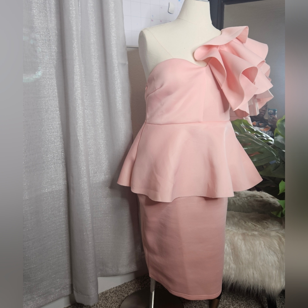 Pink 3X off the Shoulder Midi Dress